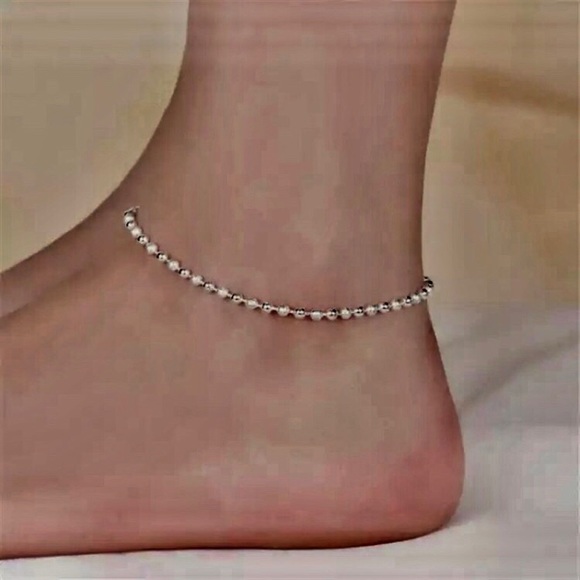 Jewelry - New! Sterling Silver Beaded Anklet